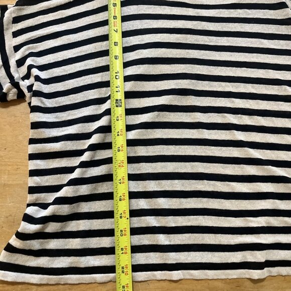 Eileen Fisher Woman Black and Beige Striped Round Neck Sweater Top Sz XL Linen - Picture 7 of 9